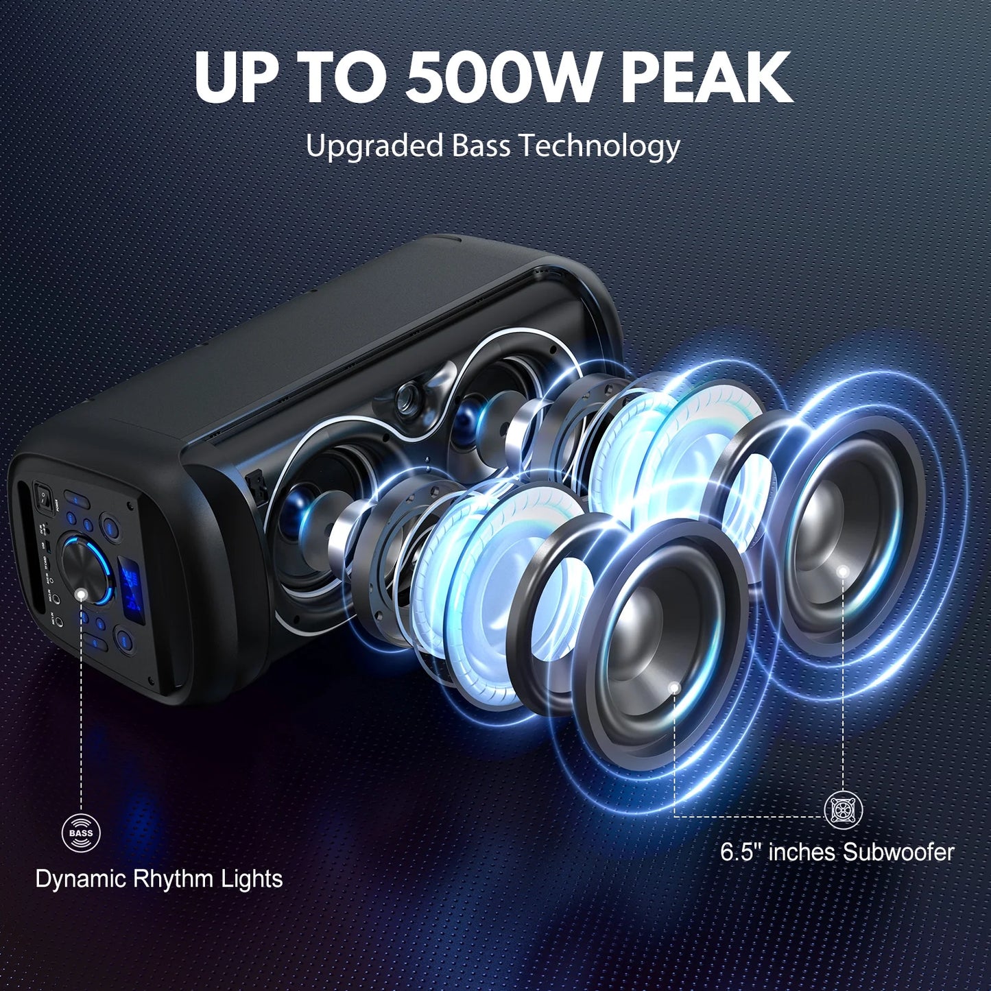 JYX T20 Bluetooth Party Speaker | Portable PA System with Dual 6.5" Subwoofers, RGB Lights & Karaoke