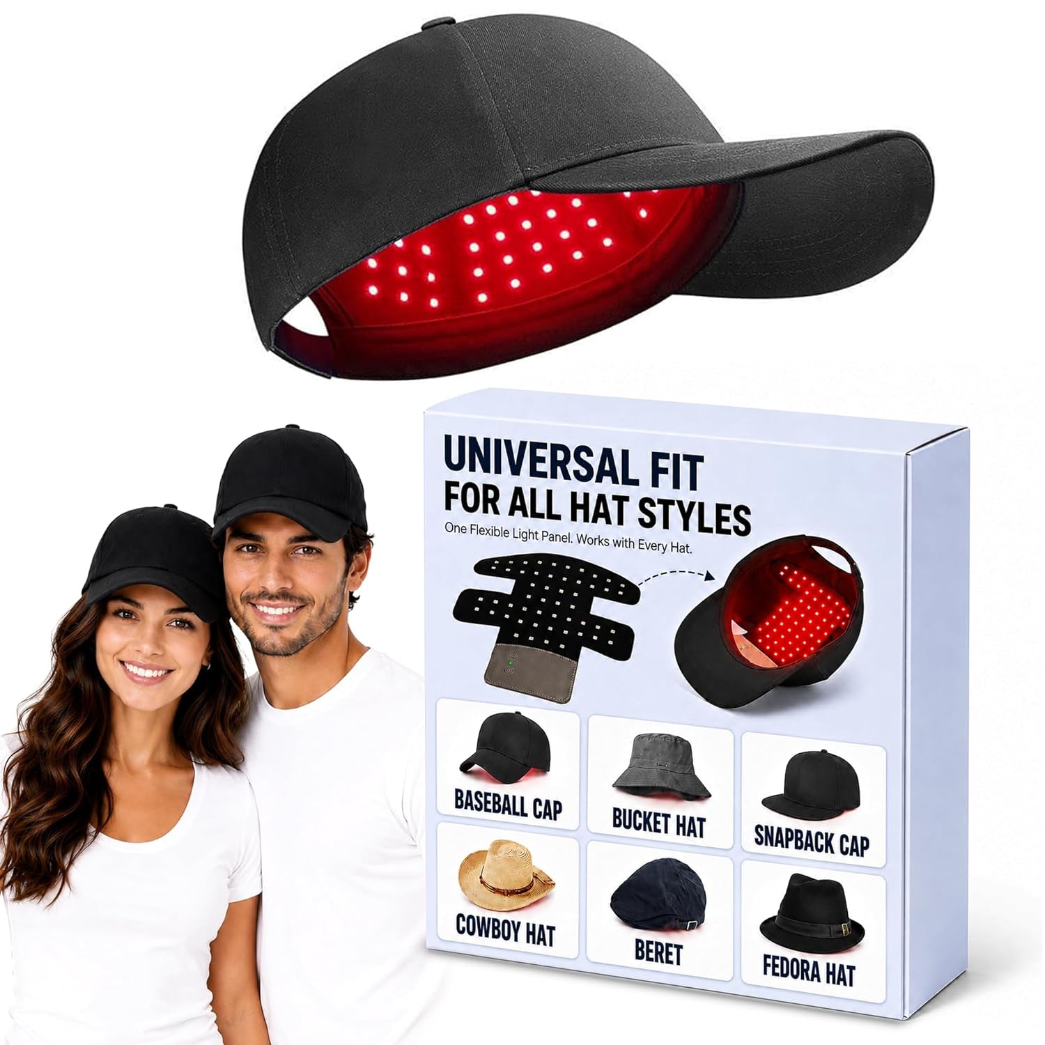 Follicle Flux™ Elite Advanced Multi-Spectrum Hair Wellness System Red Light Therapy Hat for Hair Growth, 4 Modes LED Hair Therapy Cap with 660Nm Red Light 460Nm Blue Light & 850Nm Infrared Light, Hands Free Scalp Care Hat for Men & Women Thicker Looking Hair at Home