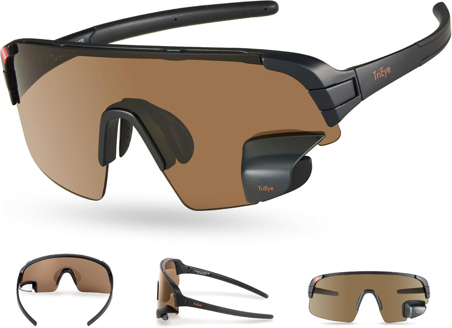 Trieye Cycling Glasses with Rear-View Mirror - Sports Sunglasses for Men & Women - UV-400 Protection