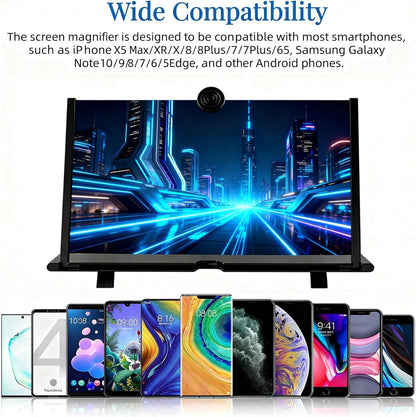16-Inch Black Foldable Phone Screen Magnifier for Movies & Gaming | Optical Enlarger for Movies & Gaming, Great Gift Choice for Family & Friends