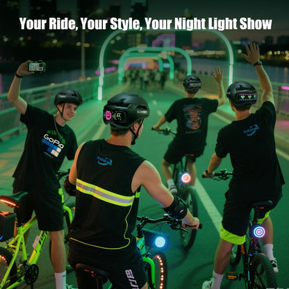 Bike Helmet, Bicycle Helmets with Light, 360° High Visibility LED Display, Lightweight Adjustable Mountain Bike Helmet with Turn Signals, Smart APP Controlled, Helmets for Adults, Youth, Men & Women