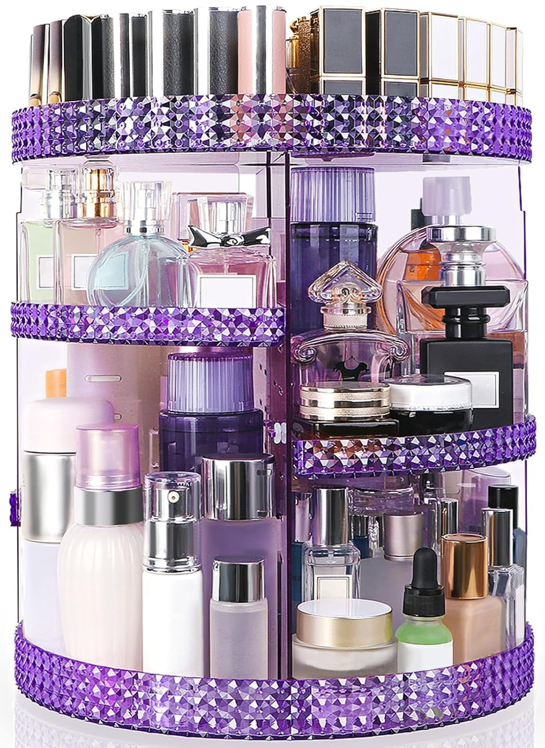 360 Degree Rotating Makeup Organizer, Extra Large Capacity Perfume Organizer, Removable DIY 7 Layers Make up Organizer for Vanity, Cosmetic Display Case Organizador De Maquillaje (Clear)