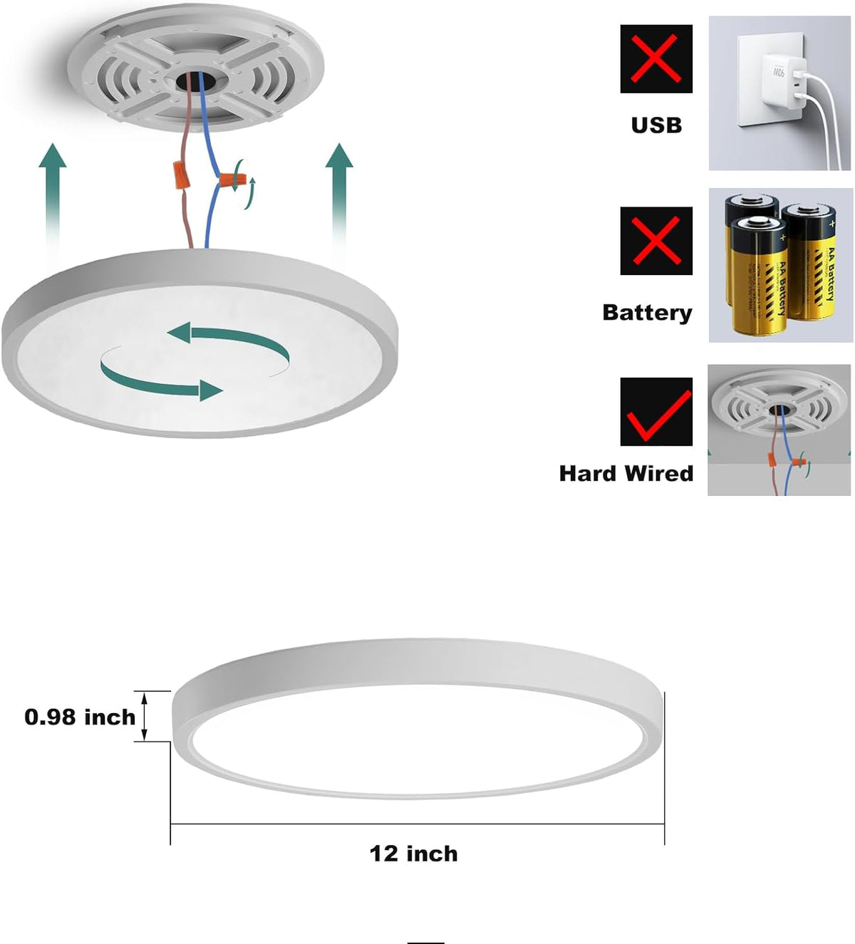 ZCHYLED 12-Inch Motion Sensor Ceiling Light – 2400LM Dimmable LED with Remote