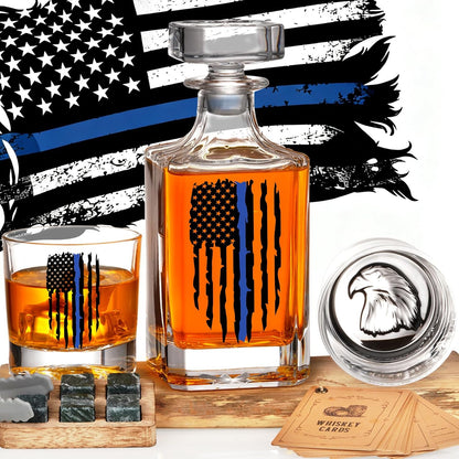 Gift Whiskey Decanter Set with 2 Glasses, Unique Cool Dad Birthday Gift from Daughter Son, Best Christmas Retirement Present for Man Father
