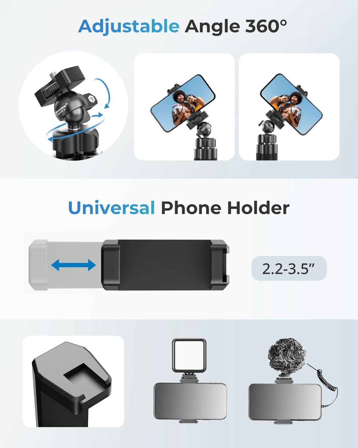 Ubeesize Phone Tripod Pro S, Flexible Desk Stand with Wireless Remote, Mini Holder for Camera and Gopro