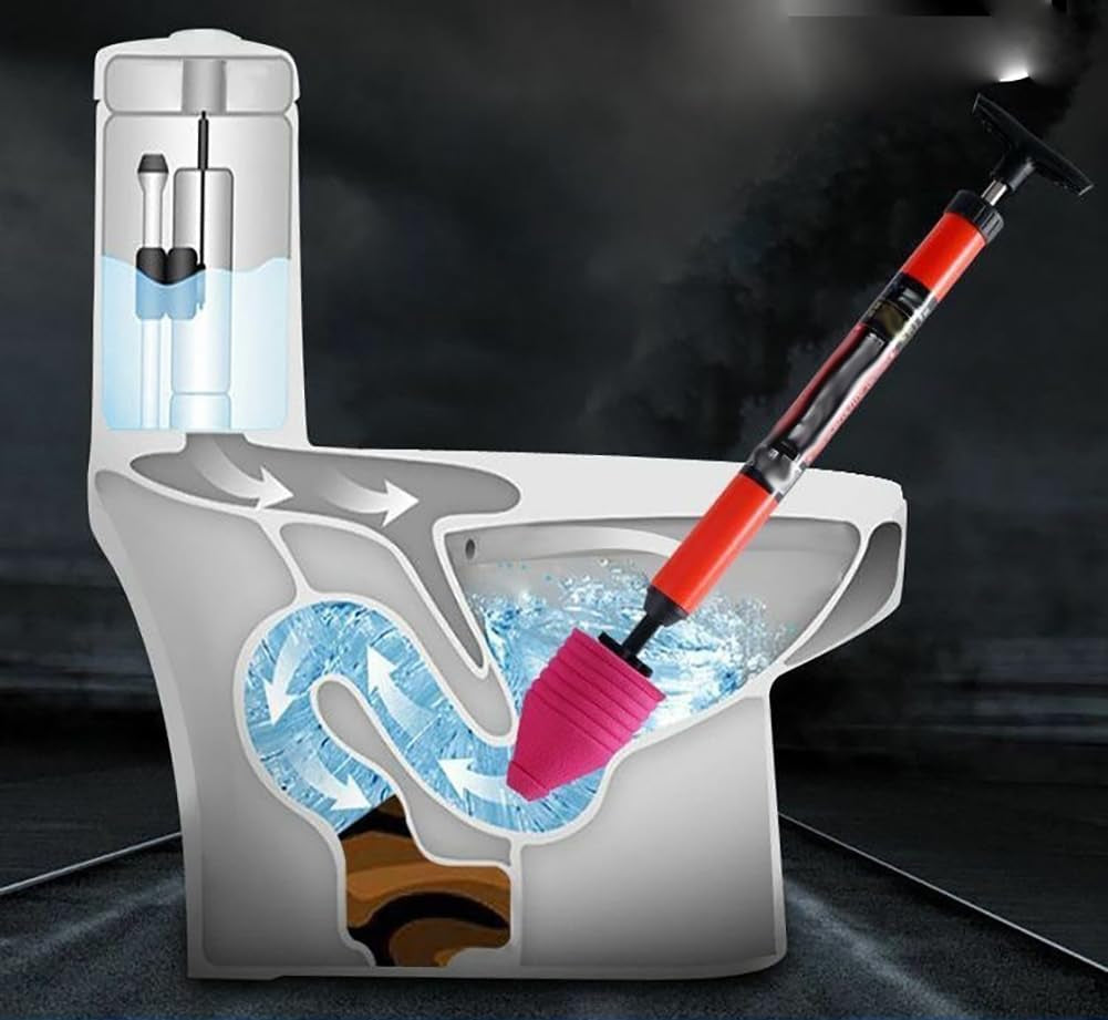 High Pressure Toilet Flush, Toilet Snake, Toilet Air Plunger, Toilet Air Flush, Heavy Duty Toilet Flush, Bathroom Kitchen Tub Plumbing Cleaning Tool (2)