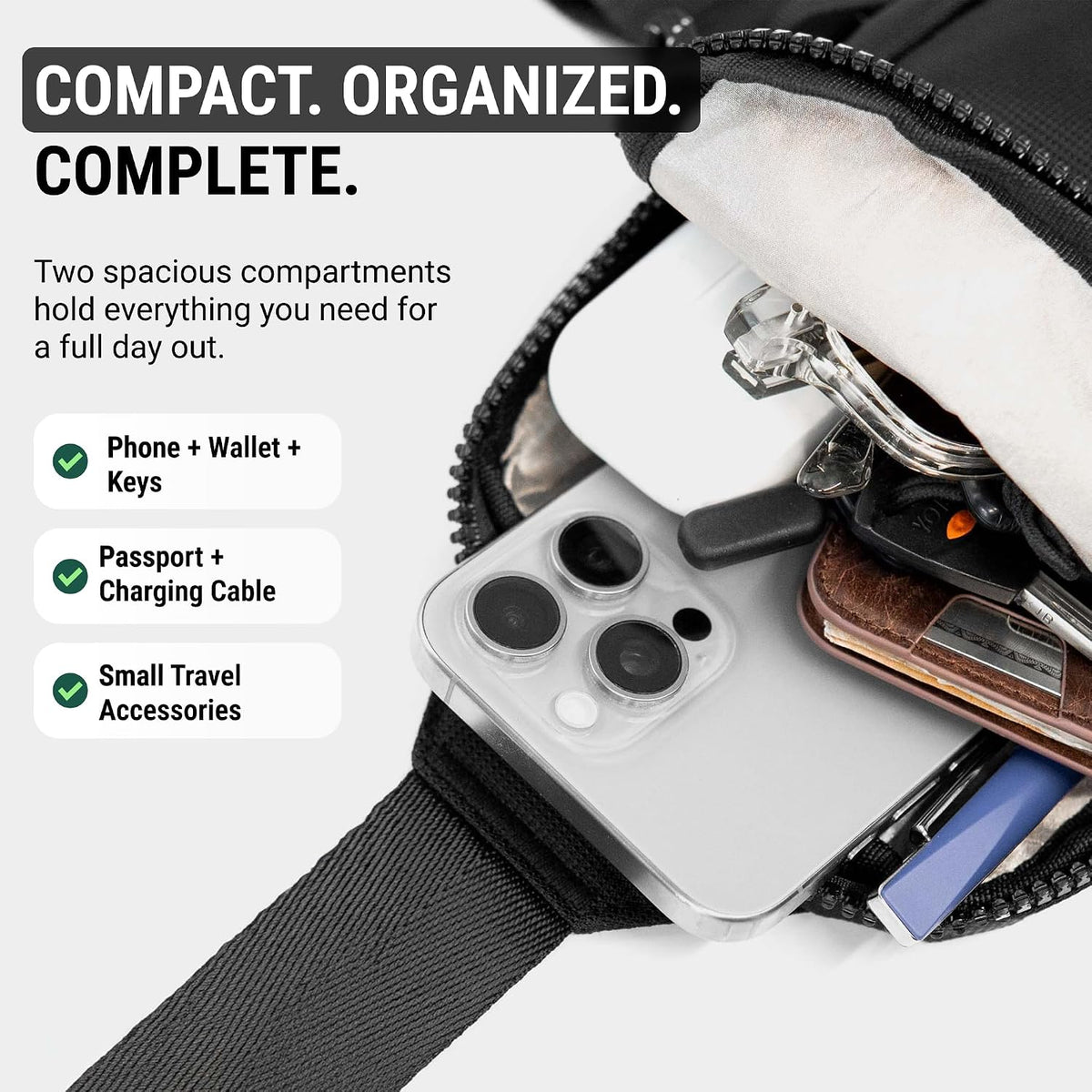 Anti-Theft Crossbody Sling Bag – RFID Protection, Cut-Resistant Strap & Water-Resistant Nylon