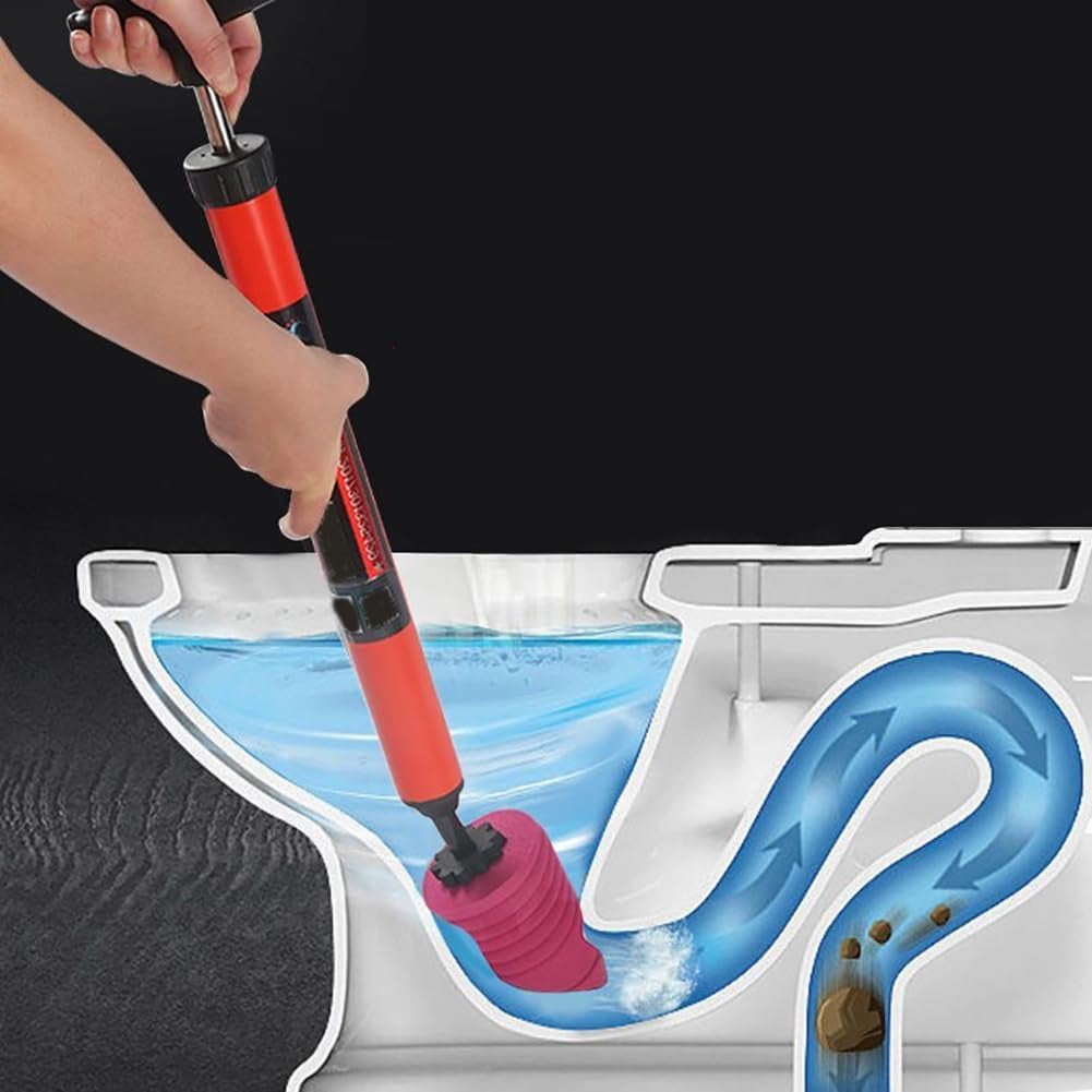 High Pressure Toilet Flush, Toilet Snake, Toilet Air Plunger, Toilet Air Flush, Heavy Duty Toilet Flush, Bathroom Kitchen Tub Plumbing Cleaning Tool (2)