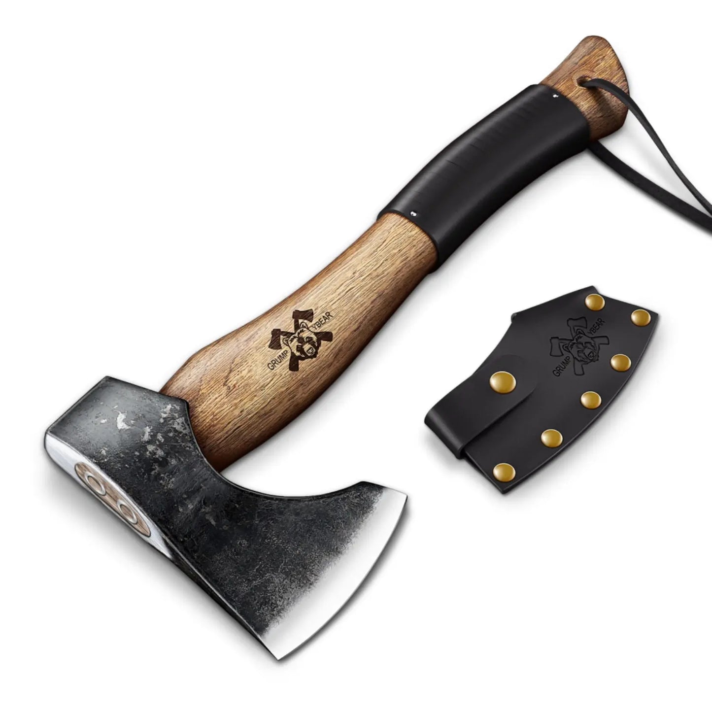 Grumpy Bear Garden Axe – Small Hand Axe for Log Splitting, Kindling & Outdoor Use for Gardening, Camping, and Yard Work