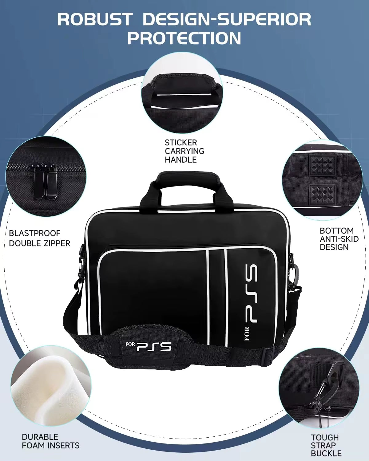 PS5 Travel and Protective Case for Console, Controllers, Game Cards, and Headset - Compatible with PS5 Disc and Digital Editions