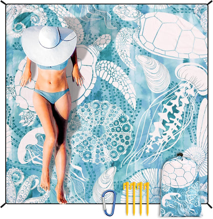 Coast Traveler™ / HIHOHO Beach Blanket Waterproof Sand proof Extra Large Beach Mat 79" X 83"/120"X108"For 1-8 Adults Quick Drying Durable Outdoor Picnic Mat for Beach Travel Camping Hiking