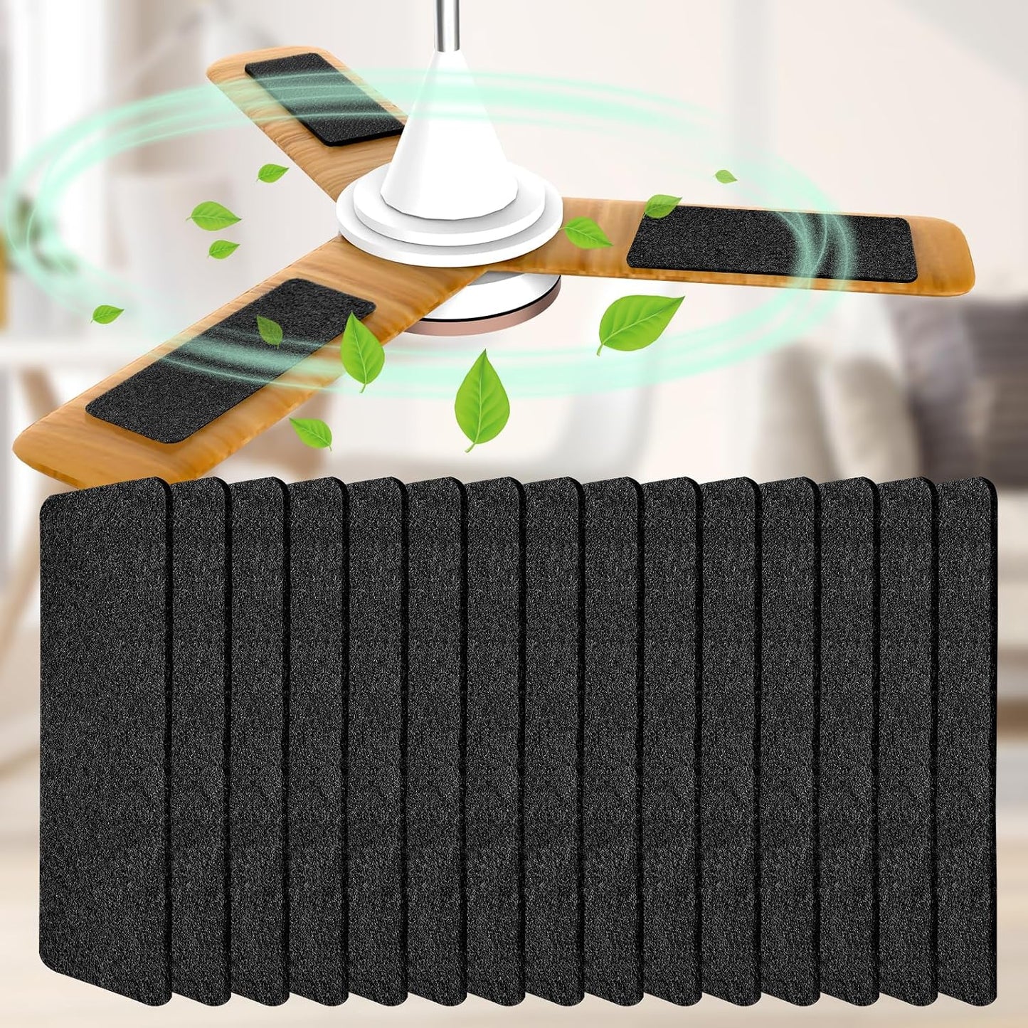 Ceiling Fan Filters for Blades, Carbon Air Filter Pads | 5 Pack Activated Coconut Shell Carbon, Peel and Stick, Unscented Air Purifier Pads, Helps Capture Household Dust Particles