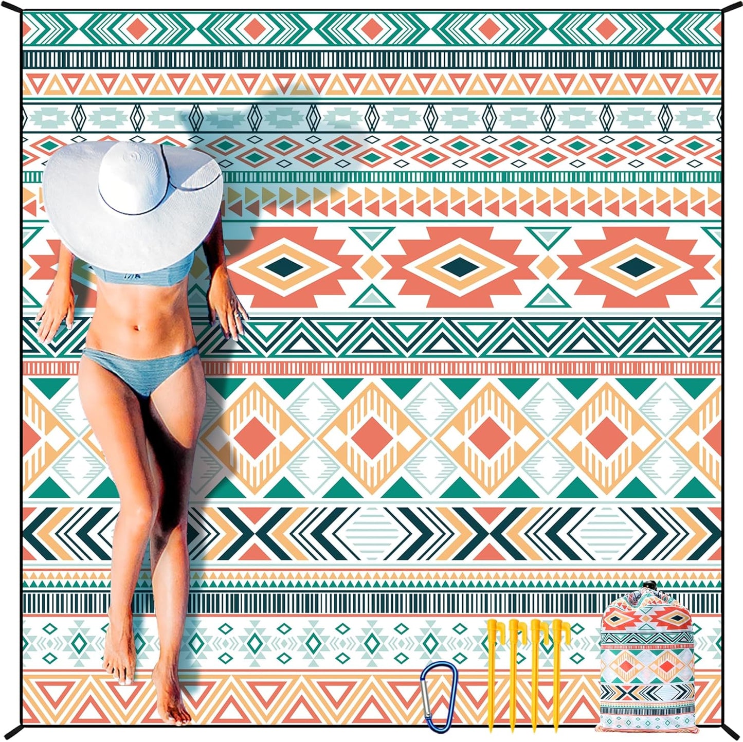 Coast Traveler™ / HIHOHO Beach Blanket Waterproof Sand proof Extra Large Beach Mat 79" X 83"/120"X108"For 1-8 Adults Quick Drying Durable Outdoor Picnic Mat for Beach Travel Camping Hiking