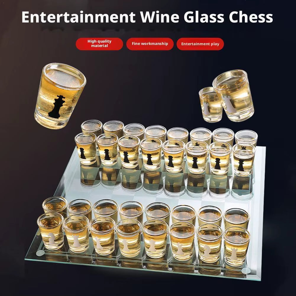Bar Drinking Games Chess Game Set 25X25Cm Party Favor with 32 Game Glasses Bar Entertainment Supplies ﻿