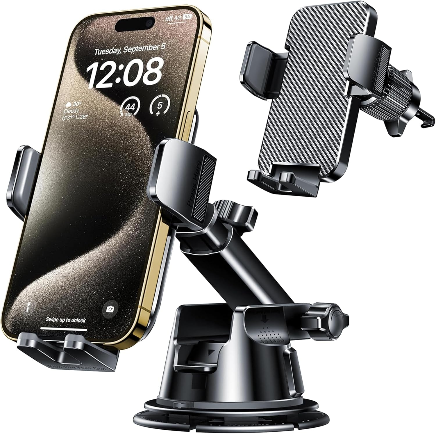Dash Mounted Holders Phone Holders for Your Car Phone Mount for Car Windshield Dashboard Air Vent Universal Hands Free Automobile Cell Phone Holder Fit for Iphone Smartphone