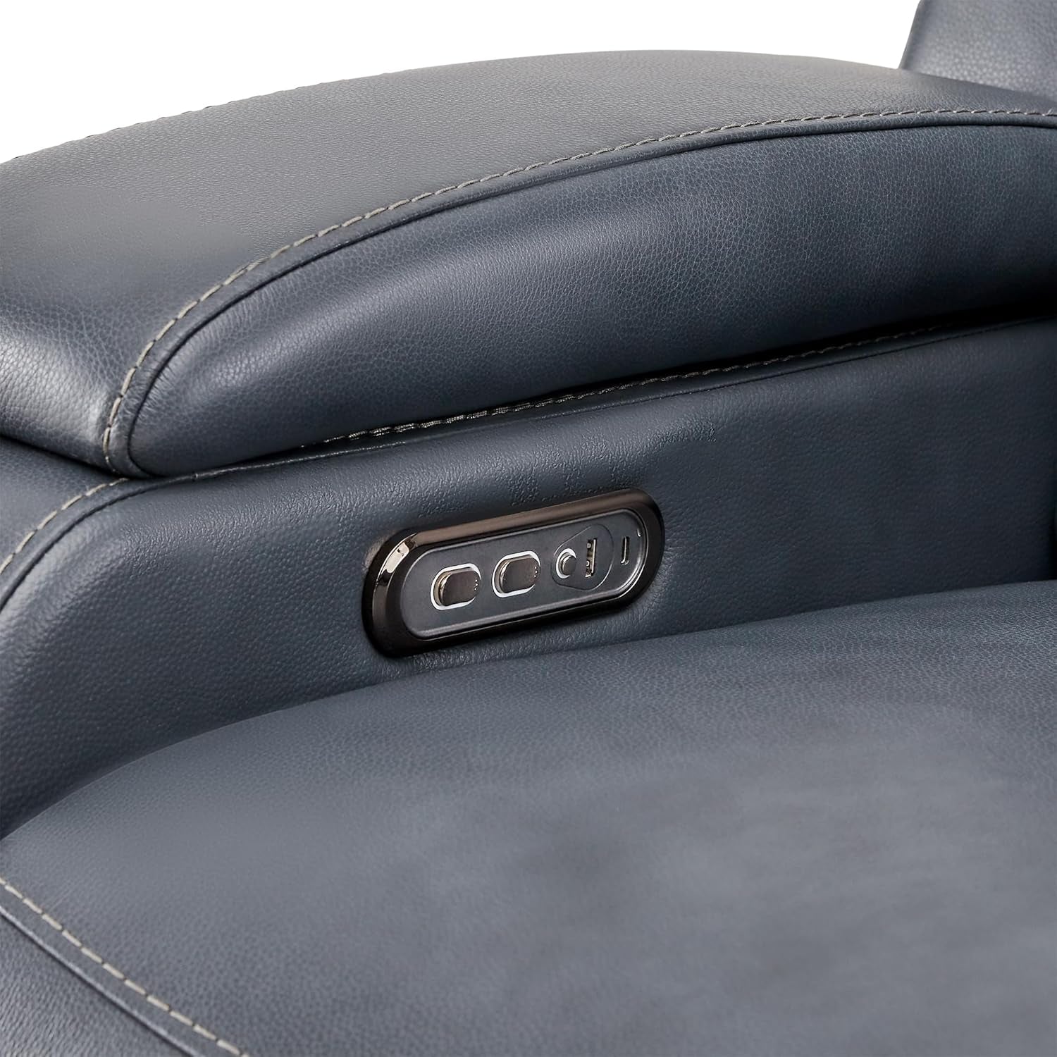 Watson & Whitely Genuine Leather Power Recliner Chairs for Adults, Zero Gravity Recliner with Power Headrest & Hidden Storage, RV Electric Reclining Sofa Chair for Living Room, Home Office, Navy