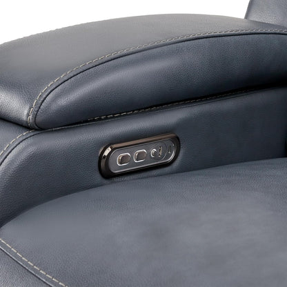 Watson & Whitely Genuine Leather Power Recliner Chairs for Adults, Zero Gravity Recliner with Power Headrest & Hidden Storage, RV Electric Reclining Sofa Chair for Living Room, Home Office, Navy