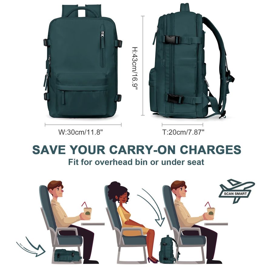 Large Backpack Women, Carry on Backpack,Hiking Backpack Waterproof Outdoor Sports Rucksack Casual Daypack School Bag Fit 14 Inch Laptop with USB Charging Port Shoes Compartment