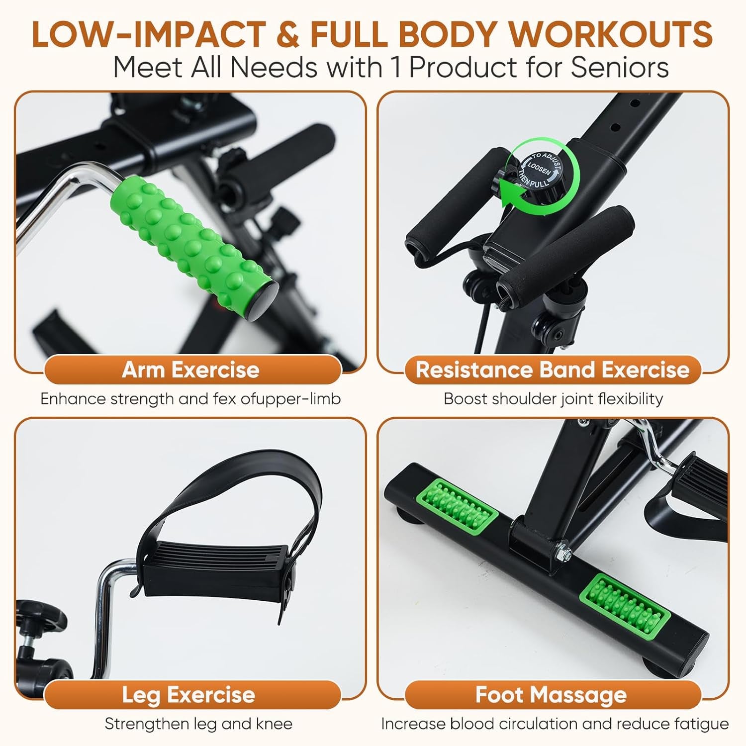 Pedal Exerciser Bike for Seniors, Hand and Leg Exercise Equipment for Knee and Arm Rehab, Stroke Recovery, Total Body Home Workout, Great Gift for Elderly Physical Therapy