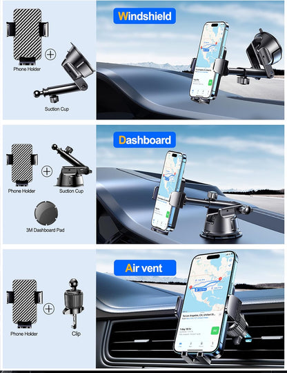 Dash Mounted Holders Phone Holders for Your Car Phone Mount for Car Windshield Dashboard Air Vent Universal Hands Free Automobile Cell Phone Holder Fit for Iphone Smartphone