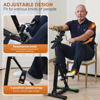 Pedal Exerciser Bike for Seniors, Hand and Leg Exercise Equipment for Knee and Arm Rehab, Stroke Recovery, Total Body Home Workout, Great Gift for Elderly Physical Therapy