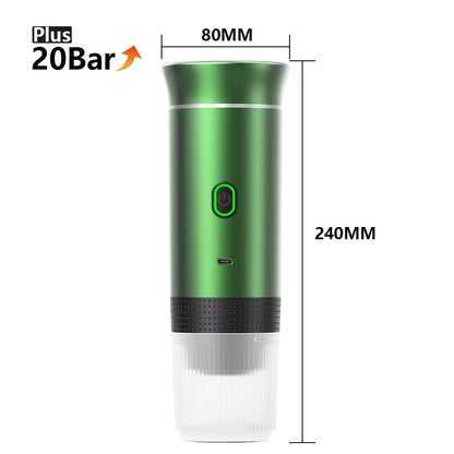 Portable Wireless Electric Espresso Coffee Maker for Car and Home - 3-in-1 Capsule and Ground Coffee Travel Machine