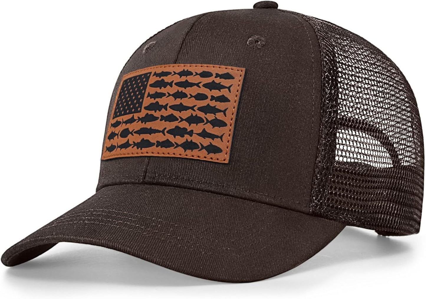 American Fish Flag Trucker Hat, Fishing Gifts for Men, Snapback Fishing Hat Perfect for Fishing and Daily Use