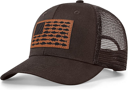 American Fish Flag Trucker Hat, Fishing Gifts for Men, Snapback Fishing Hat Perfect for Fishing and Daily Use