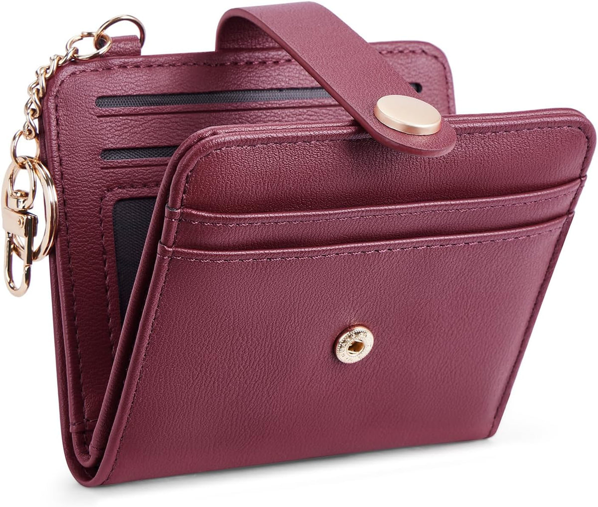 Slim RFID-Blocking Wallet with Zipper Coin Pocket & Keychain