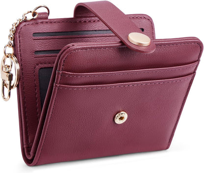 Slim RFID-Blocking Wallet with Zipper Coin Pocket & Keychain