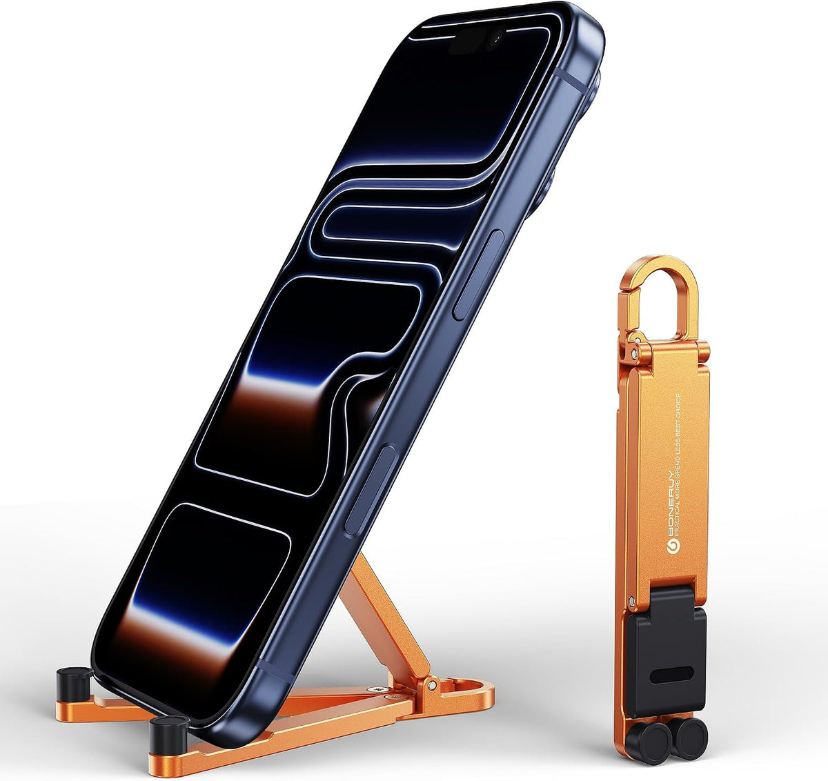 Mini Aluminum Foldable Phone Stand with Keychain – 180° Adjustable Desk Holder