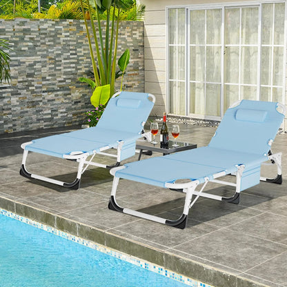 Slsy 3 in 1 Sun Tanning Chair Oversized with Mat & Face Arm Hole, 5-Position Heavy Duty Folding Chaise Outdoor Lounge Chair W/ Pillow, for Beach, Pool, Lawn, Yard, Patio