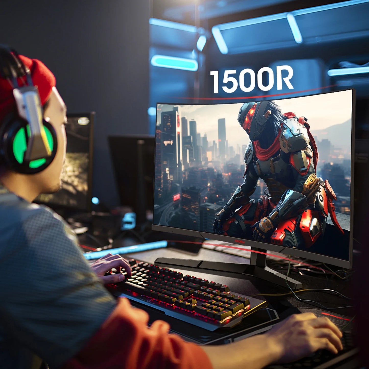 KOORUI 27 Inch Curved Gaming Monitor, 180Hz FHD Computer Monitors, 100% Srgb, Adaptive-Sync, 27E6CA