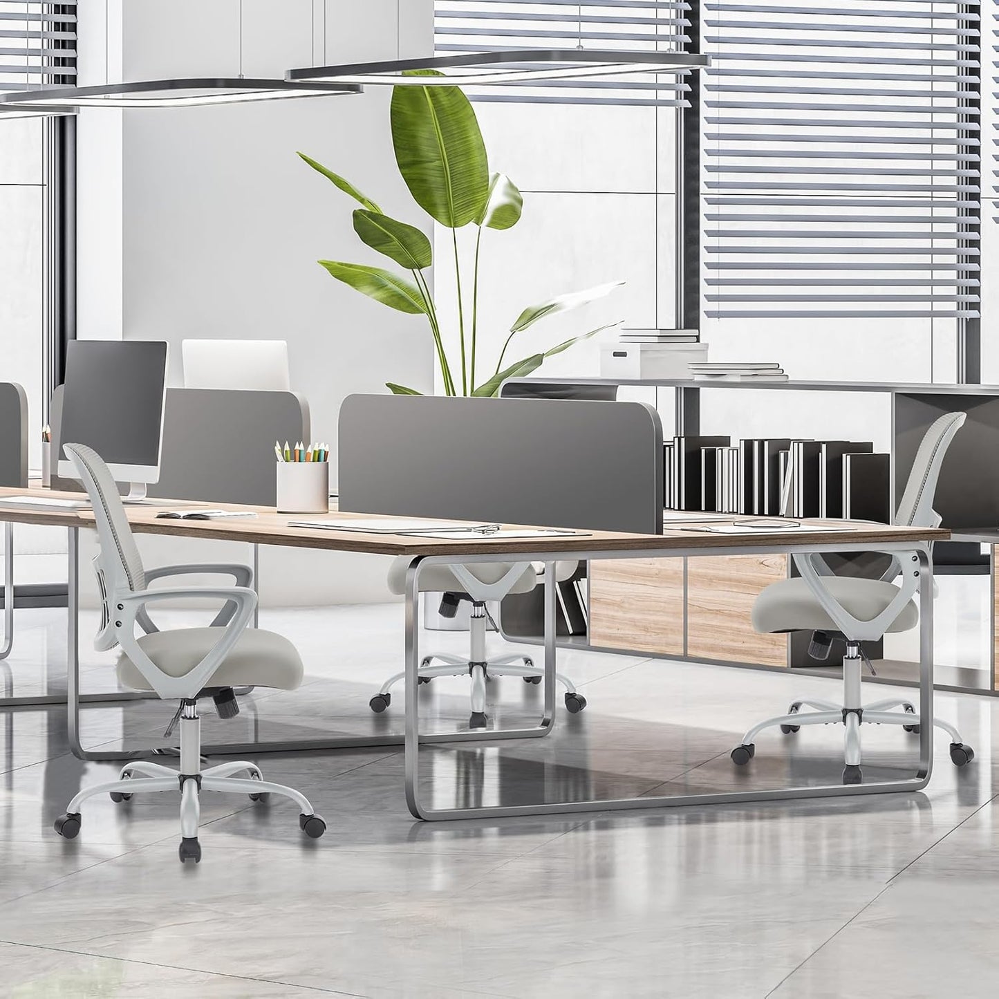 Sweetcrispy Home Office Managerial Executive Chair, Ergonomic Mesh Adjustable Swivel Mid-Back Chair with Comfortable Lumbar Support, Comfy Arms for Bedroom,Study,Student