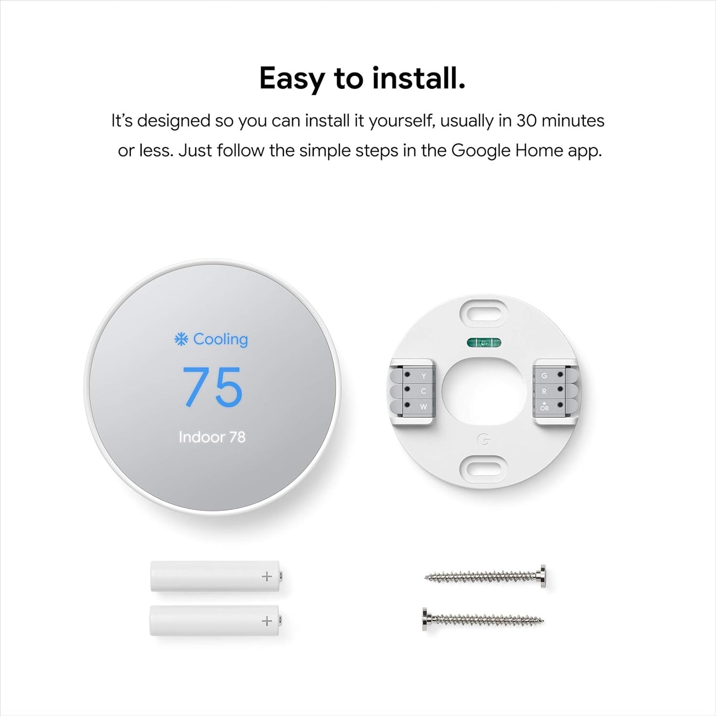 Google Nest Thermostat - Smart Thermostat for Home - Programmable Wifi Thermostat - Snow