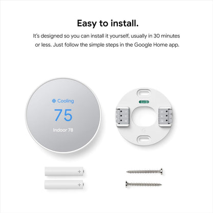 Google Nest Thermostat - Smart Thermostat for Home - Programmable Wifi Thermostat - Snow