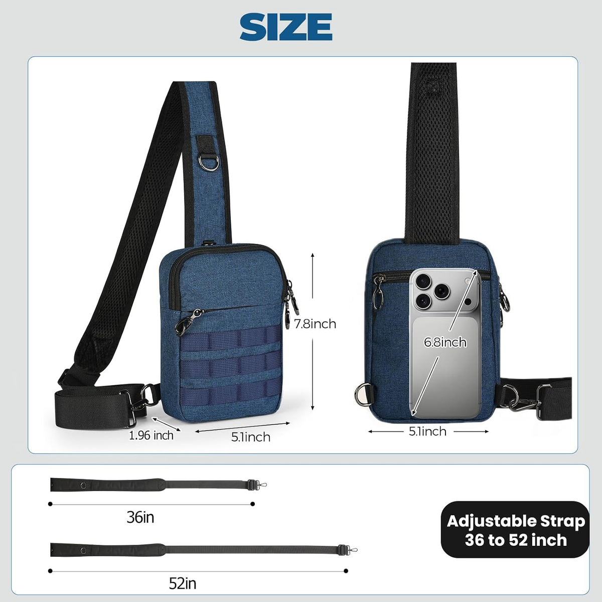 Anti-Theft Tactical Crossbody Sling Bag – RFID-Blocking Pocket & MOLLE Webbing