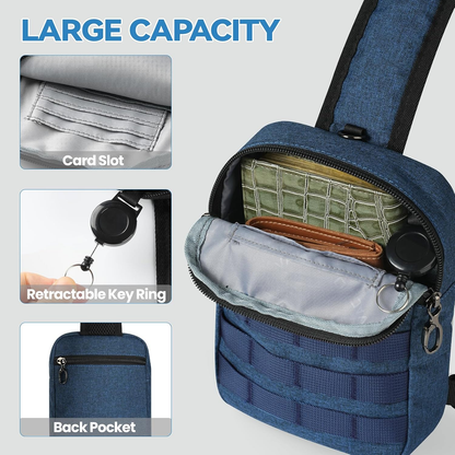 Anti-Theft Tactical Crossbody Sling Bag – RFID-Blocking Pocket & MOLLE Webbing