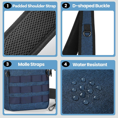 Anti-Theft Tactical Crossbody Sling Bag – RFID-Blocking Pocket & MOLLE Webbing