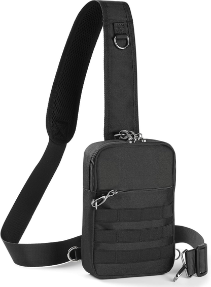 Anti-Theft Tactical Crossbody Sling Bag – RFID-Blocking Pocket & MOLLE Webbing