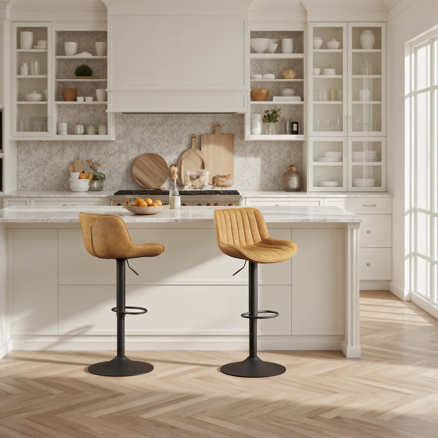 Art Leon Adjustable Swivel Barstool Set – Mid-Century Modern Kitchen & Bar Seating