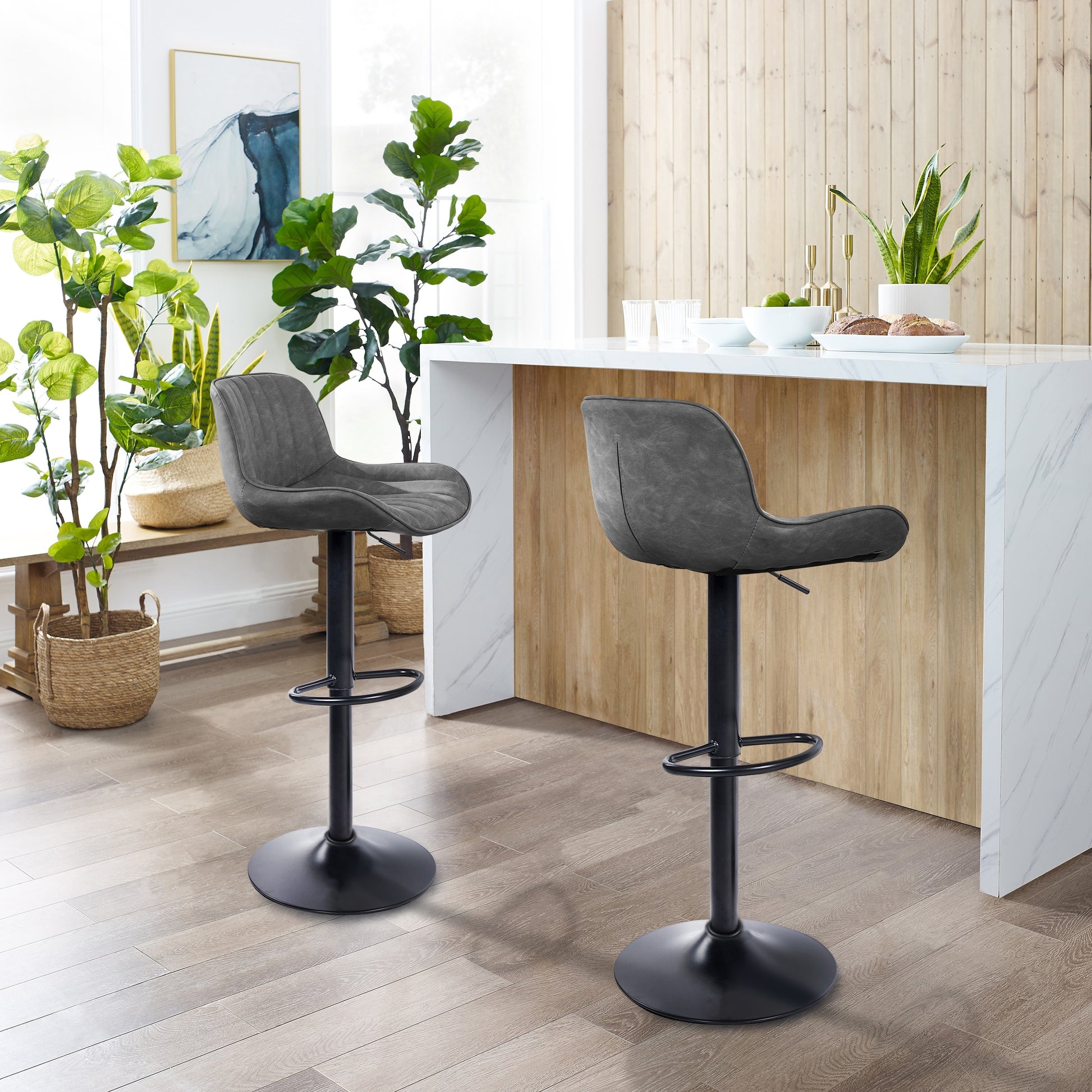 Art Leon Adjustable Swivel Barstool Set – Mid-Century Modern Kitchen & Bar Seating