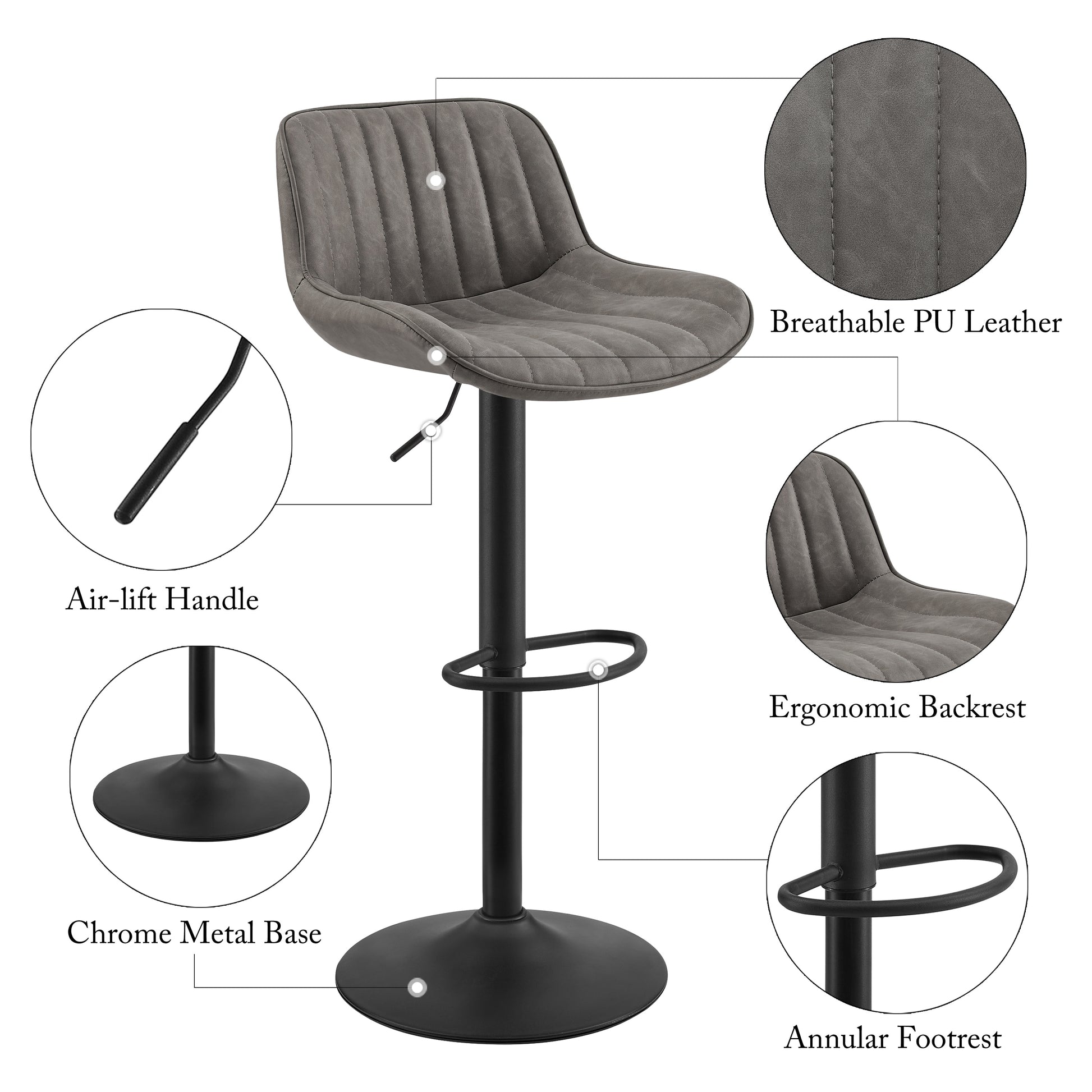 Art Leon Adjustable Swivel Barstool Set – Mid-Century Modern Kitchen & Bar Seating