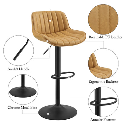 Art Leon Adjustable Swivel Barstool Set – Mid-Century Modern Kitchen & Bar Seating