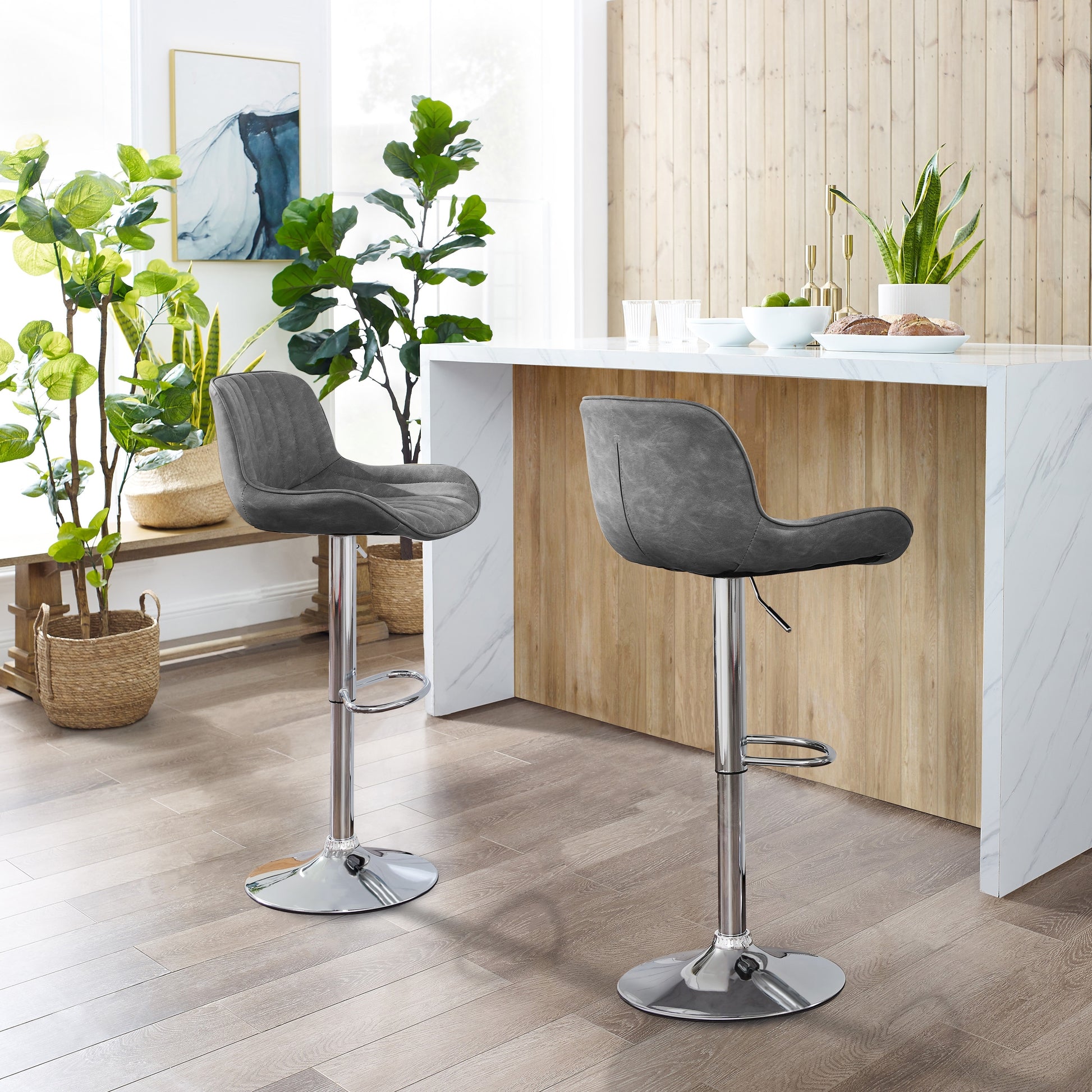 Art Leon Adjustable Swivel Barstool Set – Mid-Century Modern Kitchen & Bar Seating