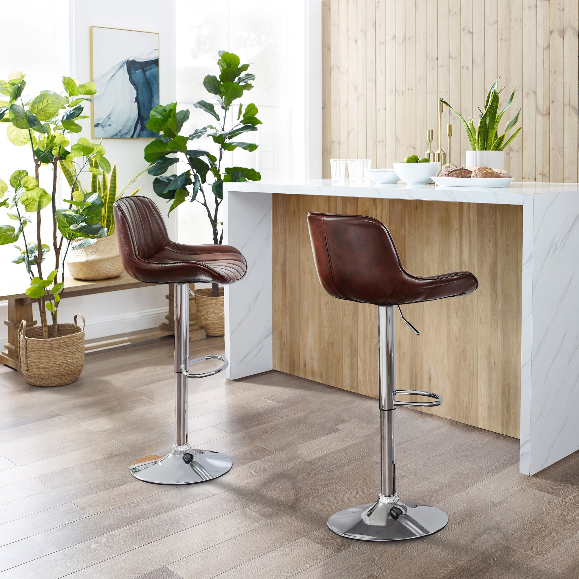 Art Leon Adjustable Swivel Barstool Set – Mid-Century Modern Kitchen & Bar Seating