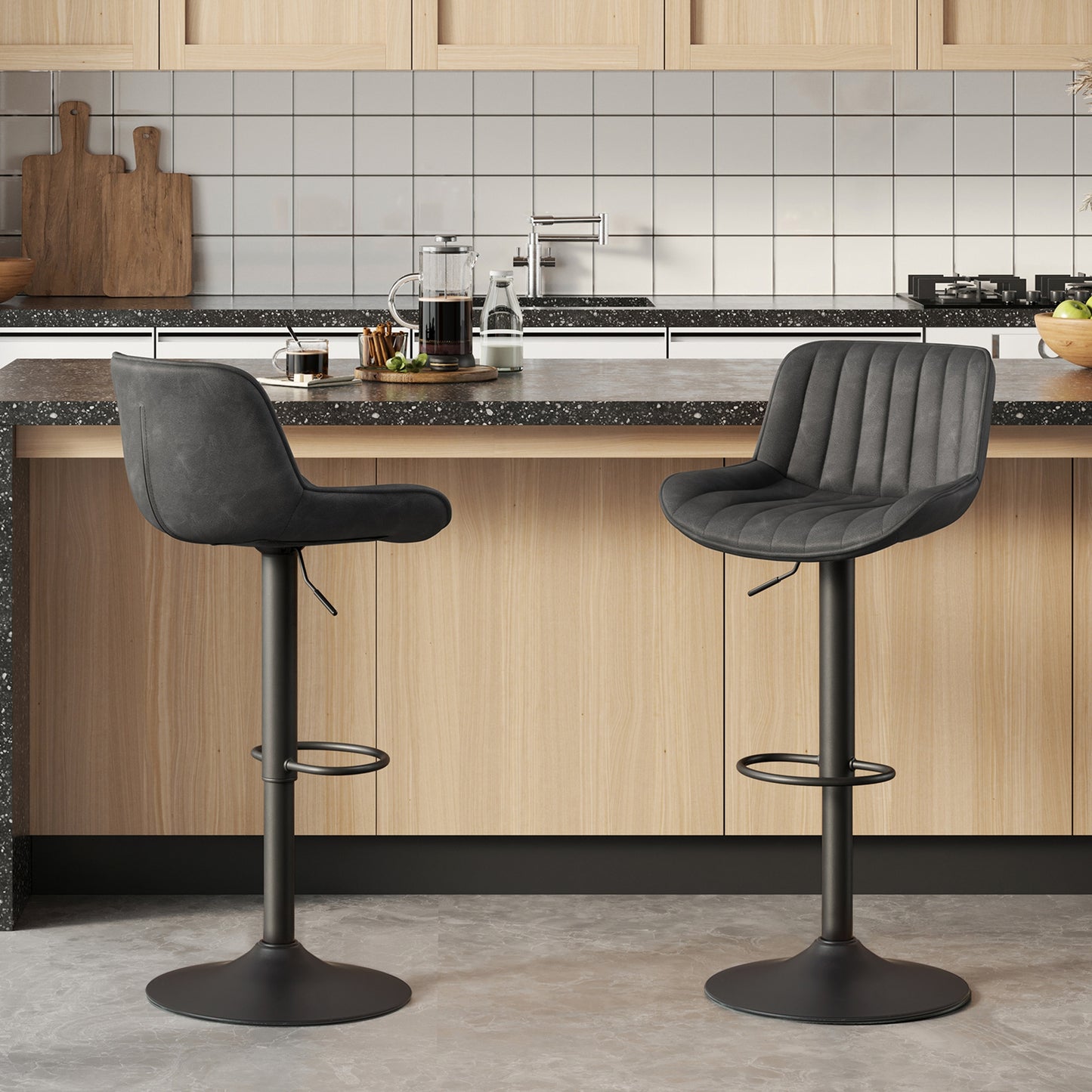 Art Leon Adjustable Swivel Barstool Set – Mid-Century Modern Kitchen & Bar Seating
