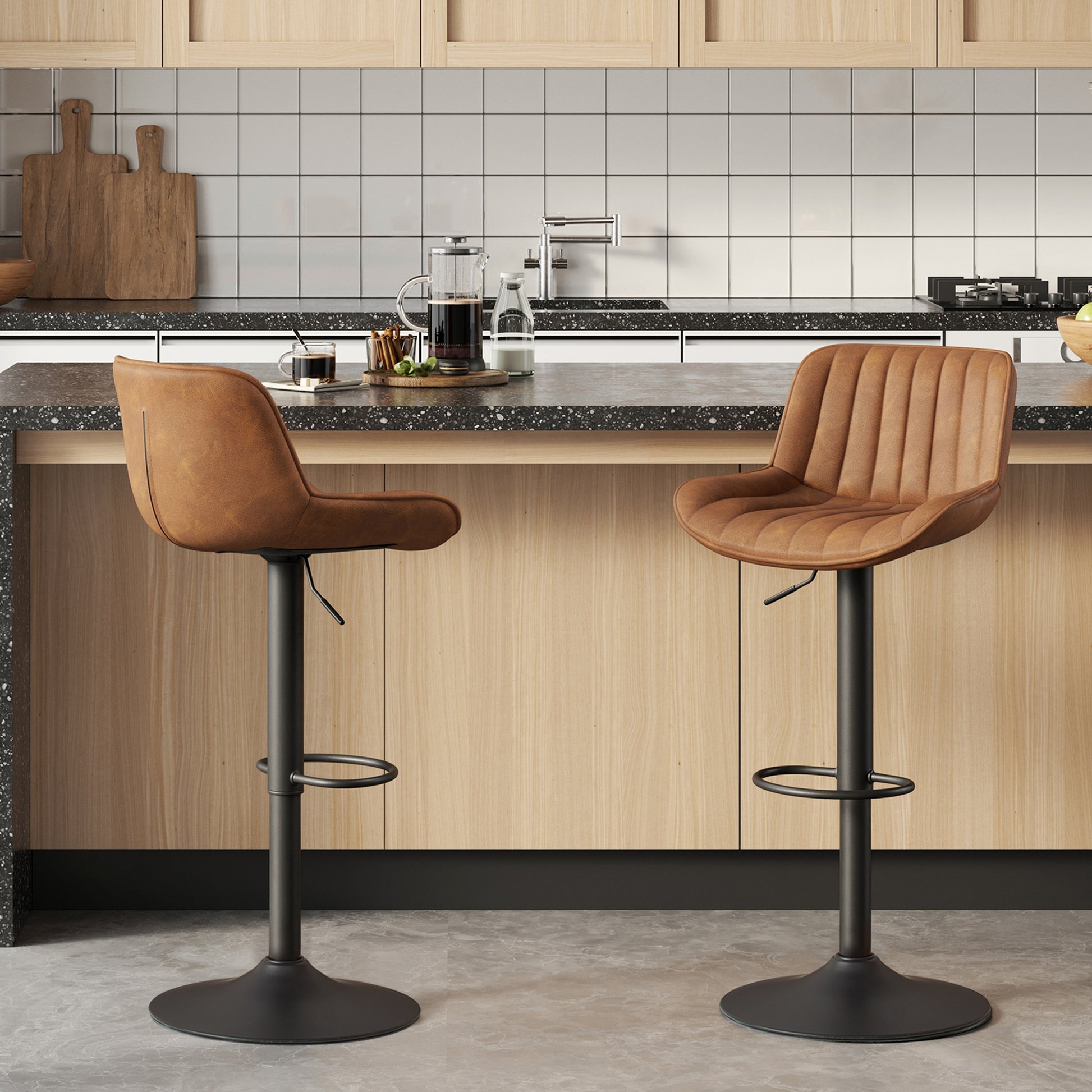Art Leon Adjustable Swivel Barstool Set – Mid-Century Modern Kitchen & Bar Seating
