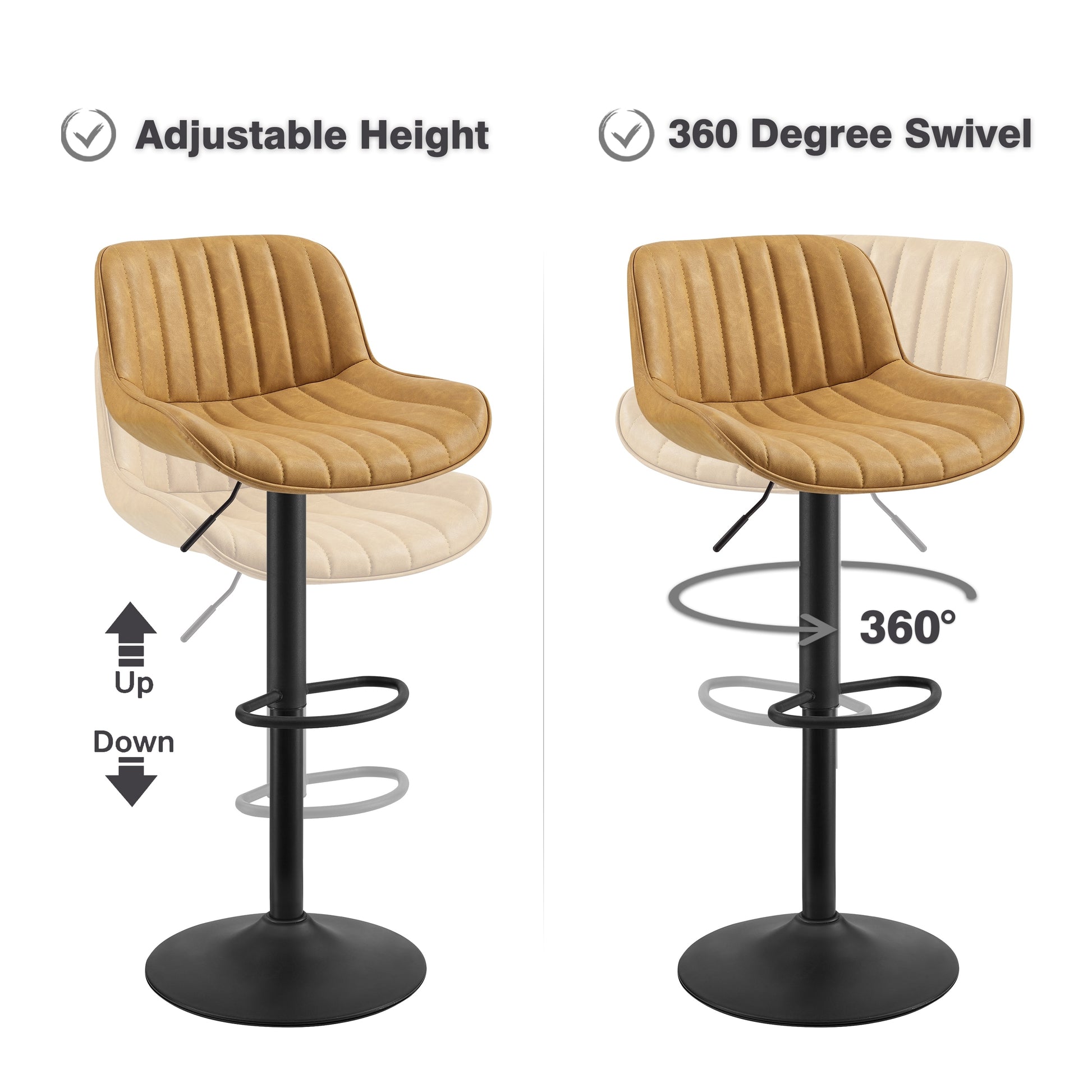 Art Leon Adjustable Swivel Barstool Set – Mid-Century Modern Kitchen & Bar Seating