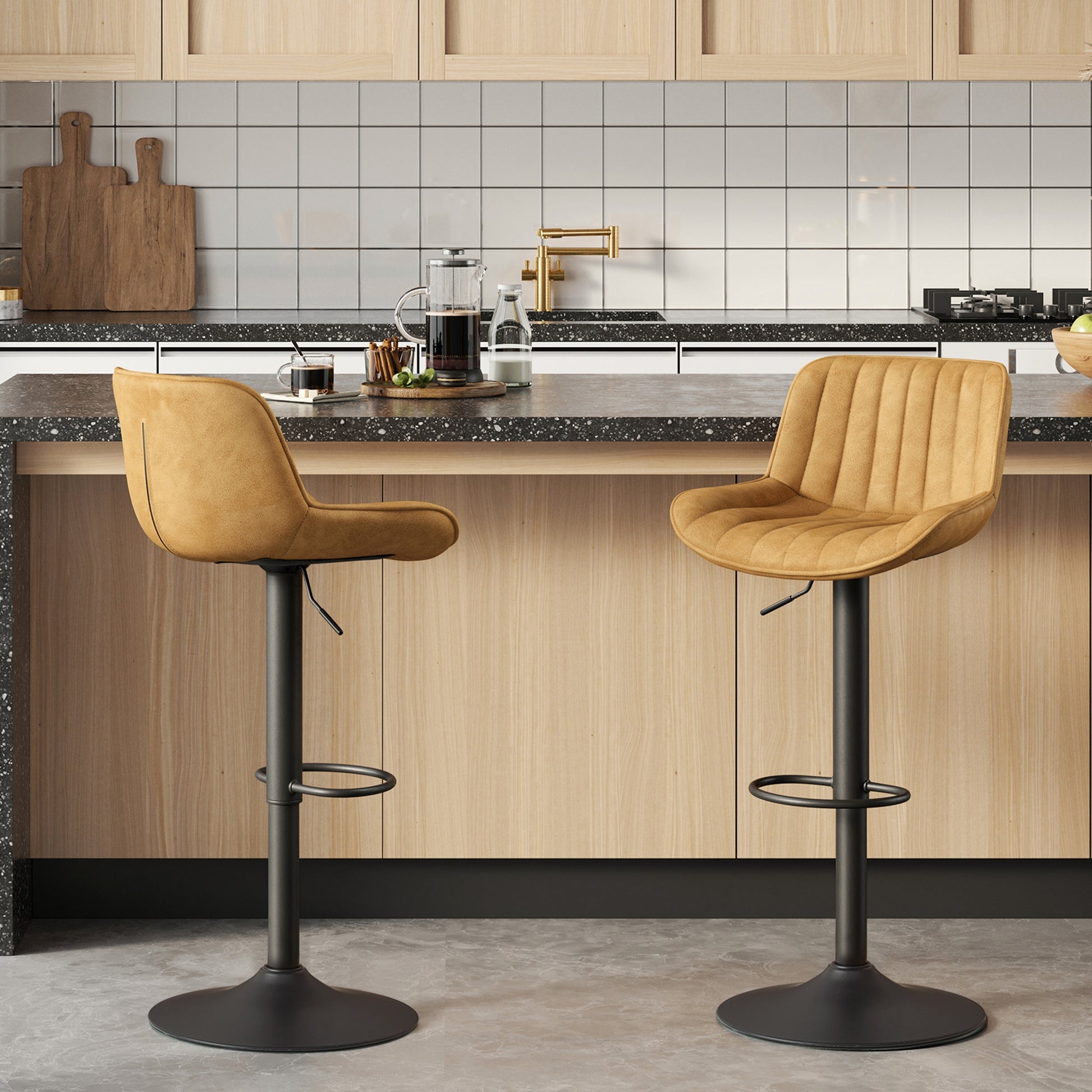 Art Leon Adjustable Swivel Barstool Set – Mid-Century Modern Kitchen & Bar Seating